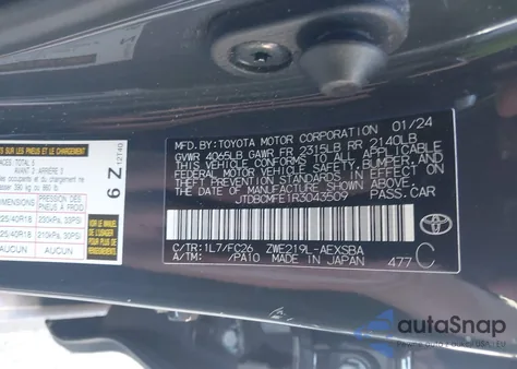 2024 Toyota Corolla Hybrid Se from USA, damaged, VIN JTDBCMFE1R3043509